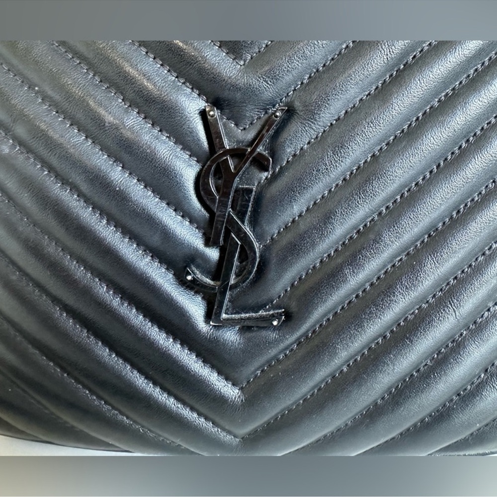 Saint Laurent Small Black Leather Logo-Embossed Interior Bag